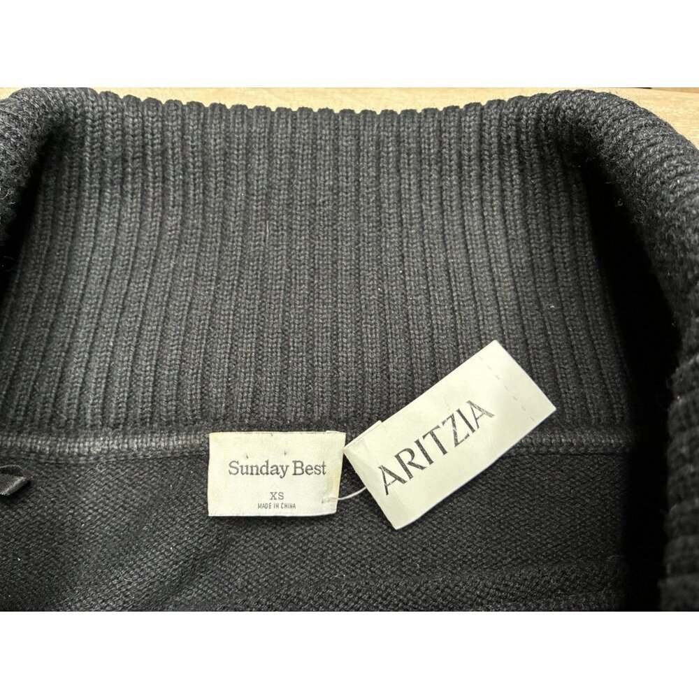 Aritzia NWT Sunday Best Topaz Sweater in Black XS Off the Shoulder Ribbed Cotton - Picture 4 of 9